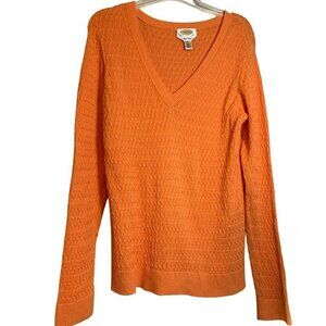 talbots sweater large orange pima cotton pullover